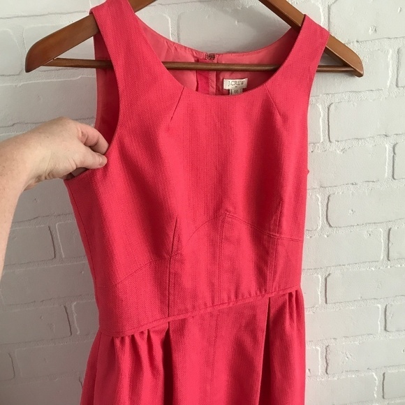 J. Crew Mini dress Preppy Coral Pink/red Fit & Flare Cotton Minimalist Sz 00 - Picture 4 of 11